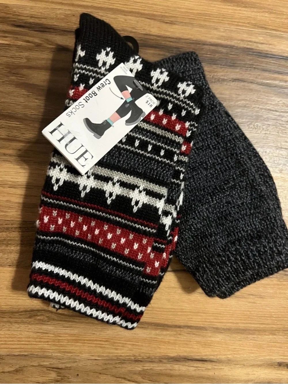 HUE Women’s Geo Stripe Boot Sock 2 Pair Pack, Multicolored One Size New MSRP $18